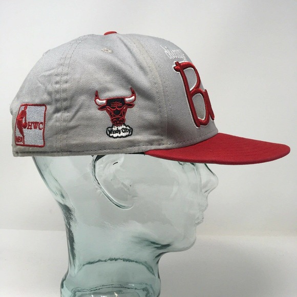 Chicago Bulls Windy City Baseball Cap NBA Gray Red New Era Size M/L Snapback Hat - Picture 7 of 12